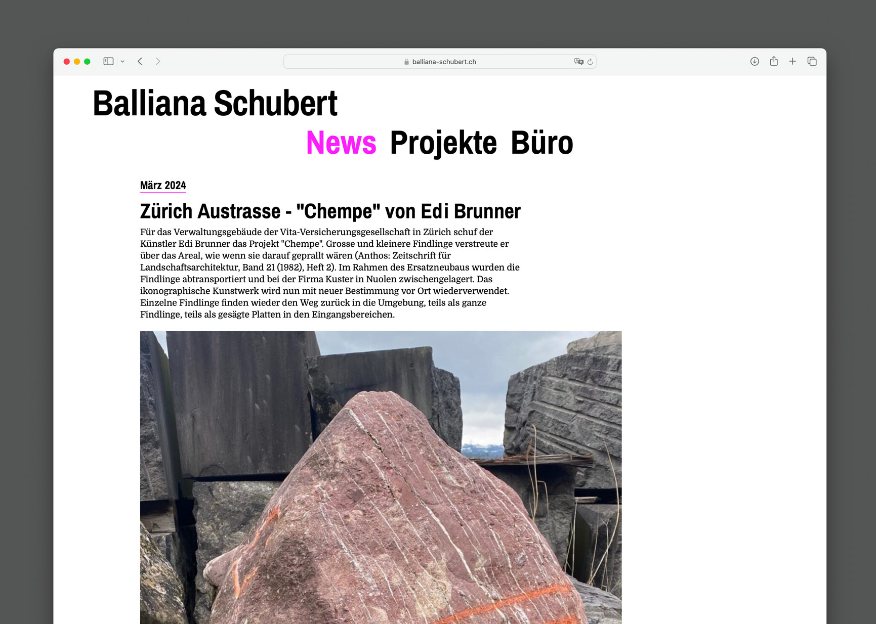 Bossard Wettstein Project - Balliana Schubert - Website