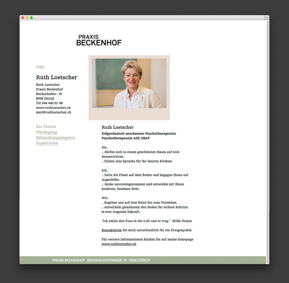 Bossard Wettstein Project - Praxis Beckenhof - Website