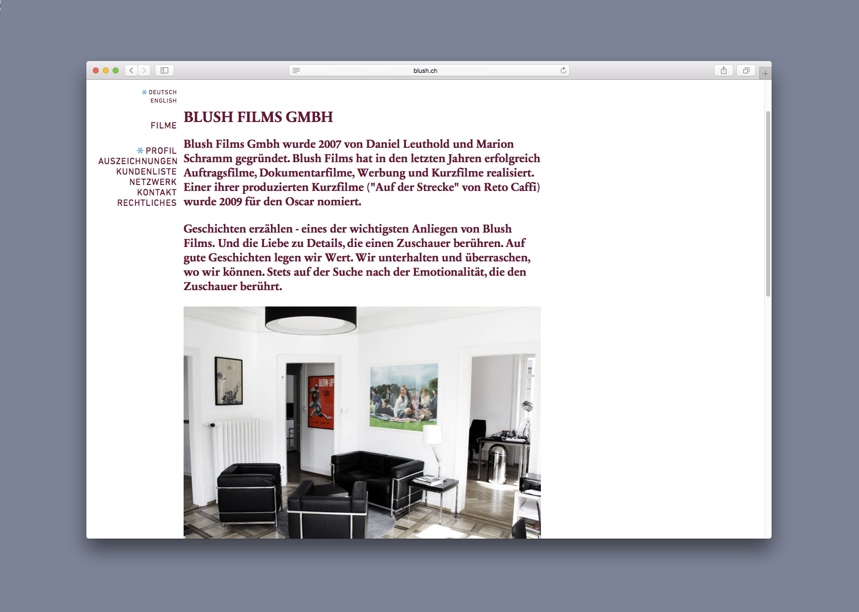 Bossard Wettstein Project - Blush Films - Website