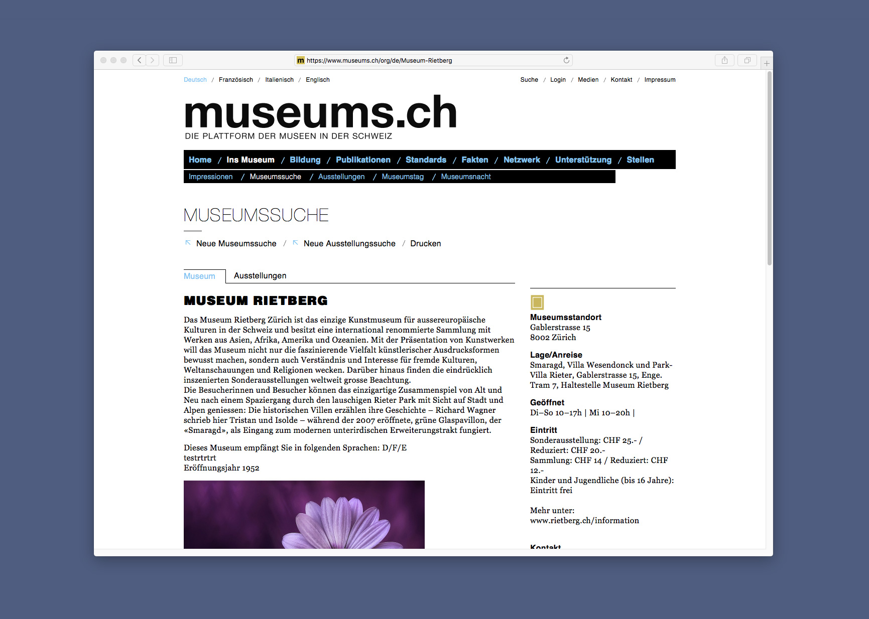 Bossard Wettstein Project - museums.ch - Website