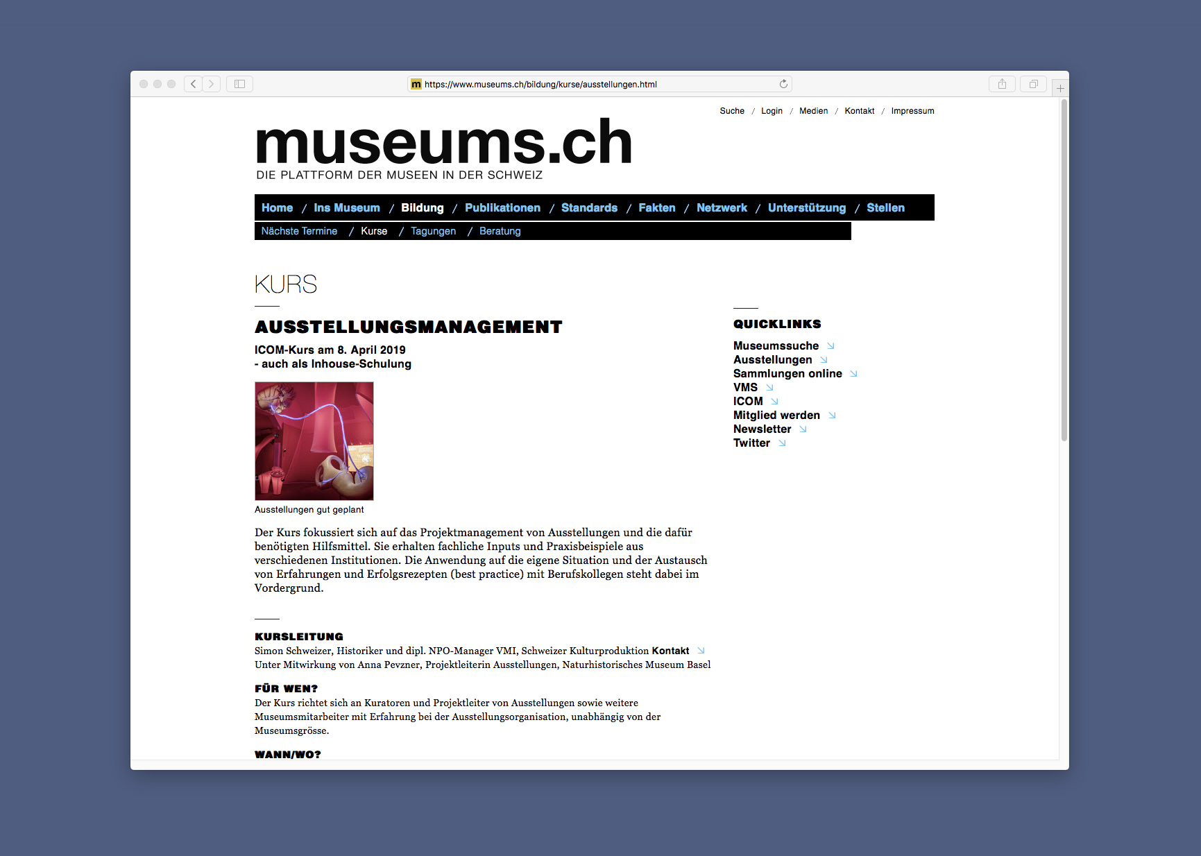 Bossard Wettstein Project - museums.ch - Website