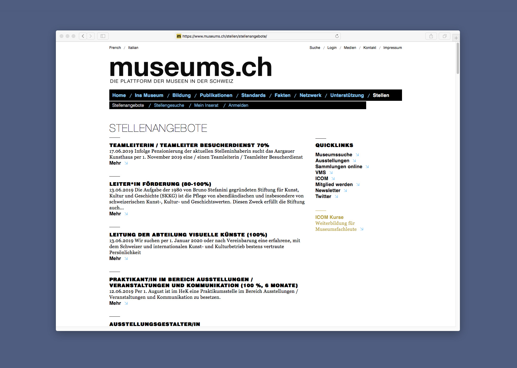 Bossard Wettstein Project - museums.ch - Website