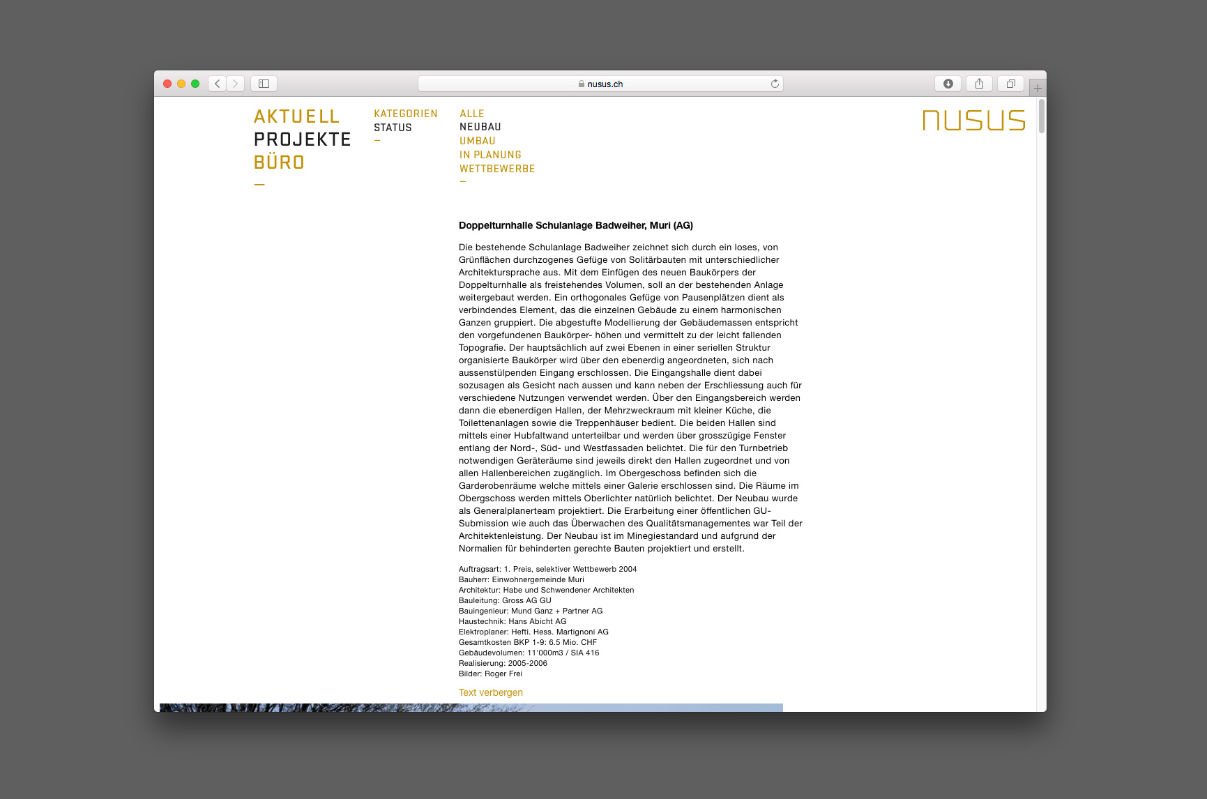 Bossard Wettstein Project - Nusus Architekten - Website